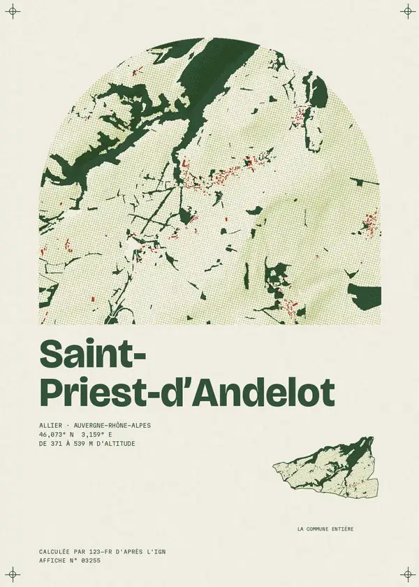 Affiche de Saint-Priest-d'Andelot, calculée par 123-fr d'après l'IGN