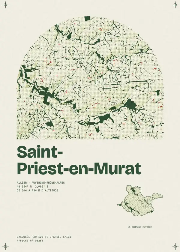 Affiche de Saint-Priest-en-Murat, calculée par 123-fr d'après l'IGN