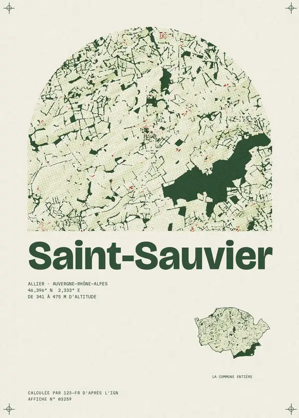 Affiche de Saint-Sauvier, calculée par 123-fr d'après l'IGN