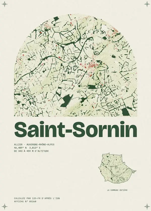 Affiche de Saint-Sornin, calculée par 123-fr d'après l'IGN