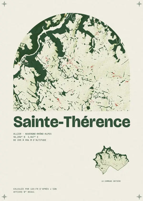 Affiche de Sainte-Thérence, calculée par 123-fr d'après l'IGN