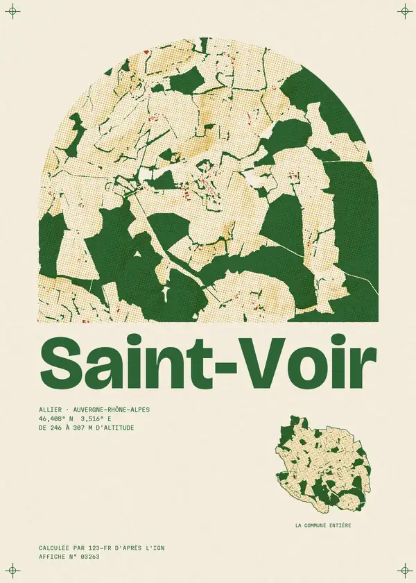 Affiche de Saint-Voir, calculée par 123-fr d'après l'IGN