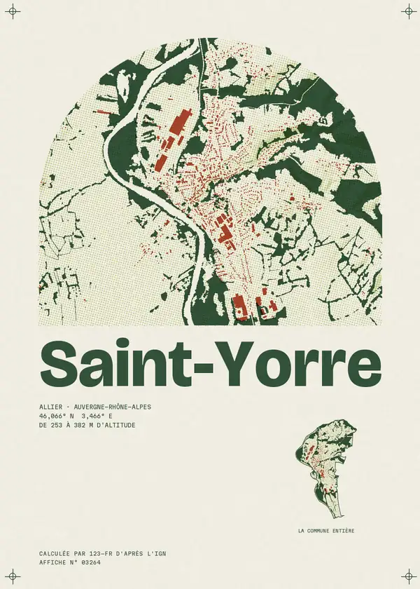 Affiche de Saint-Yorre, calculée par 123-fr d'après l'IGN