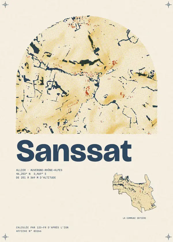 Affiche de Sanssat, calculée par 123-fr d'après l'IGN