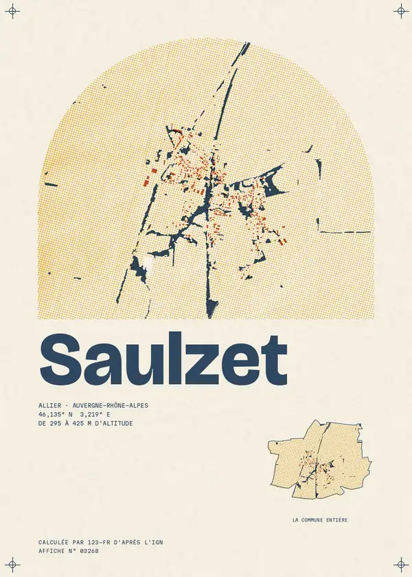 Affiche de Saulzet, calculée par 123-fr d'après l'IGN