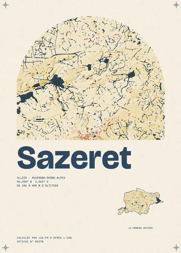 Affiche de Sazeret, calculée par 123-fr d'après l'IGN