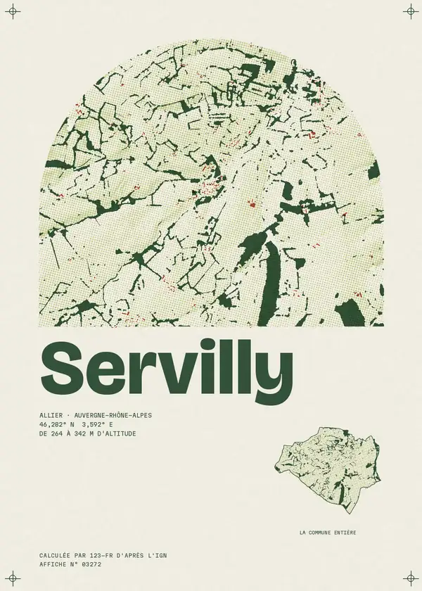 Affiche de Servilly, calculée par 123-fr d'après l'IGN