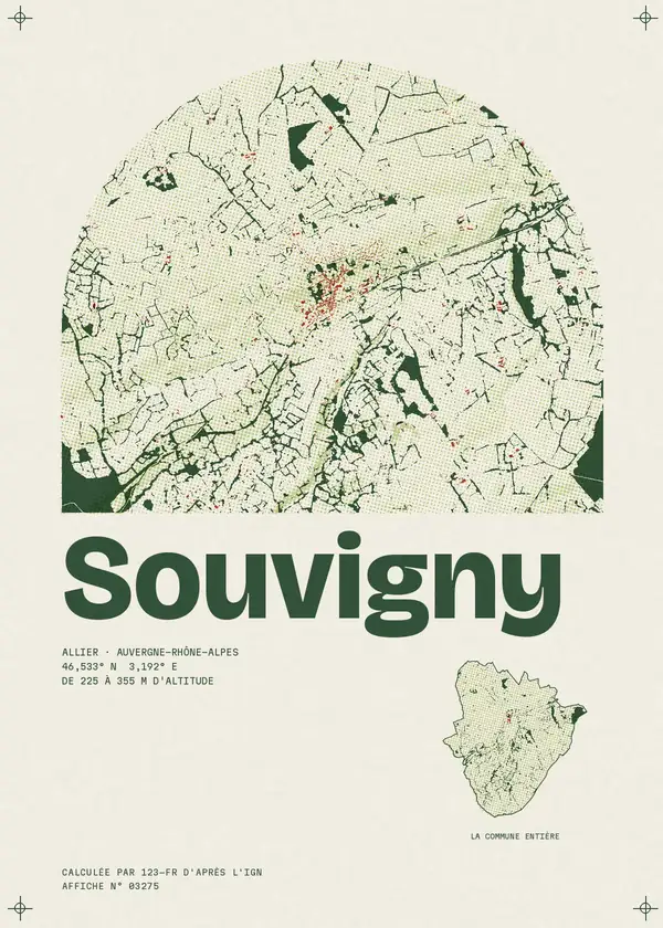Affiche de Souvigny, calculée par 123-fr d'après l'IGN
