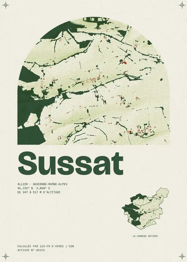 Affiche de Sussat, calculée par 123-fr d'après l'IGN