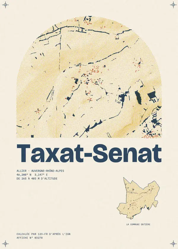 Affiche de Taxat-Senat, calculée par 123-fr d'après l'IGN