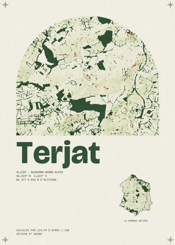 Affiche de Terjat, calculée par 123-fr d'après l'IGN