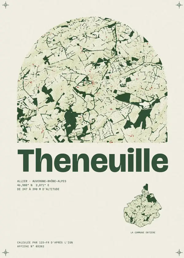Affiche de Theneuille, calculée par 123-fr d'après l'IGN