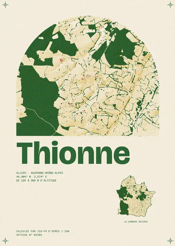 Affiche de Thionne, calculée par 123-fr d'après l'IGN