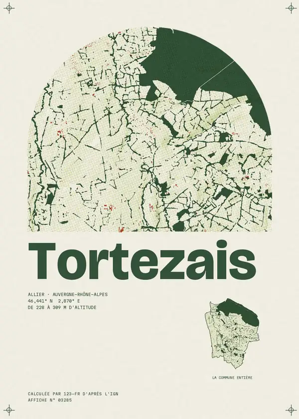 Affiche de Tortezais, calculée par 123-fr d'après l'IGN