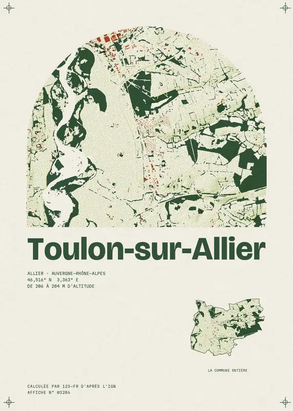 Affiche de Toulon-sur-Allier, calculée par 123-fr d'après l'IGN