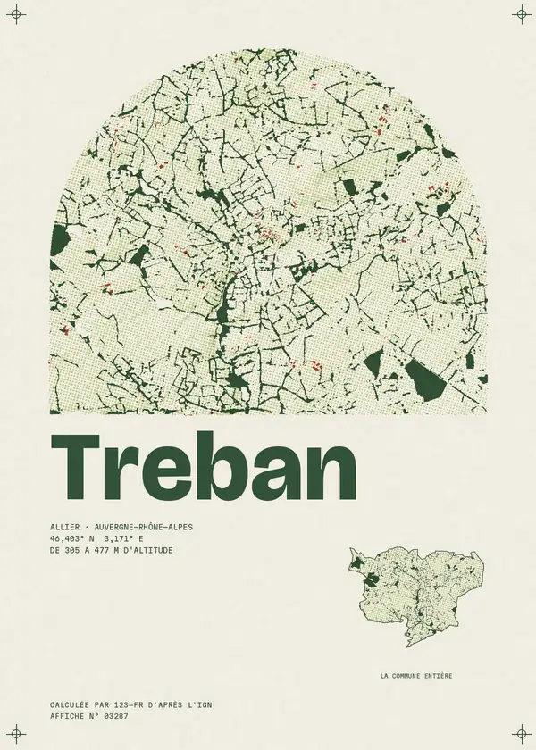Affiche de Treban, calculée par 123-fr d'après l'IGN