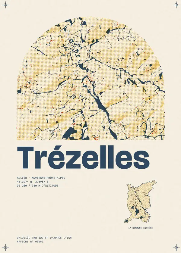 Affiche de Trézelles, calculée par 123-fr d'après l'IGN