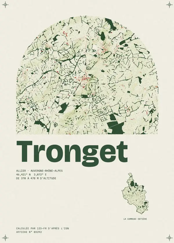 Affiche de Tronget, calculée par 123-fr d'après l'IGN