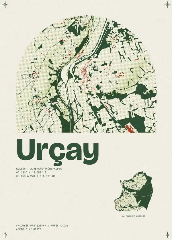Affiche de Urçay, calculée par 123-fr d'après l'IGN