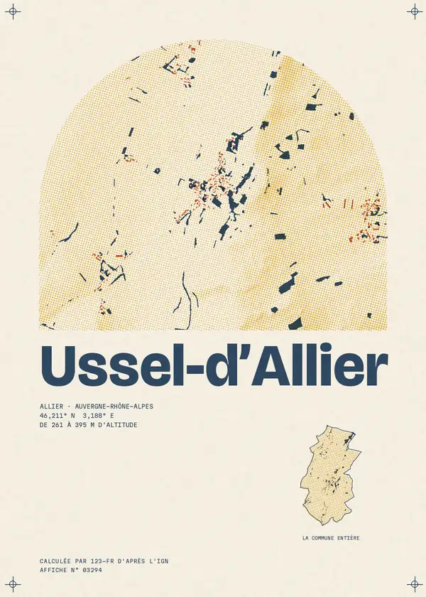 Affiche de Ussel-d'Allier, calculée par 123-fr d'après l'IGN