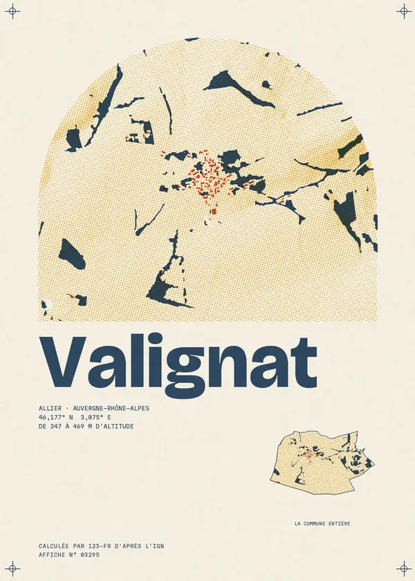 Affiche de Valignat, calculée par 123-fr d'après l'IGN