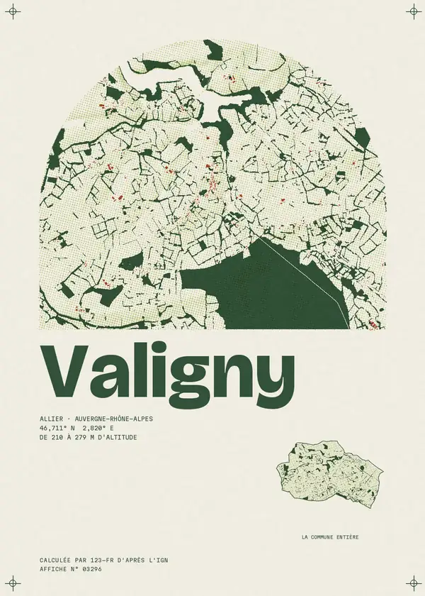 Affiche de Valigny, calculée par 123-fr d'après l'IGN