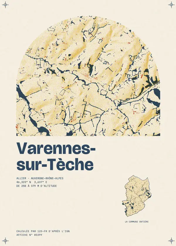 Affiche de Varennes-sur-Tèche, calculée par 123-fr d'après l'IGN