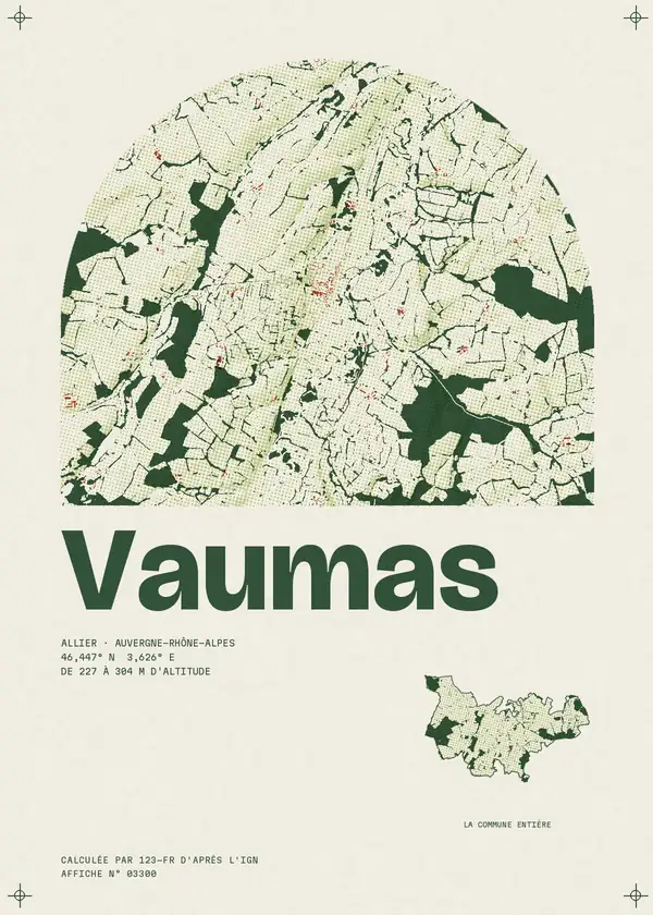 Affiche de Vaumas, calculée par 123-fr d'après l'IGN