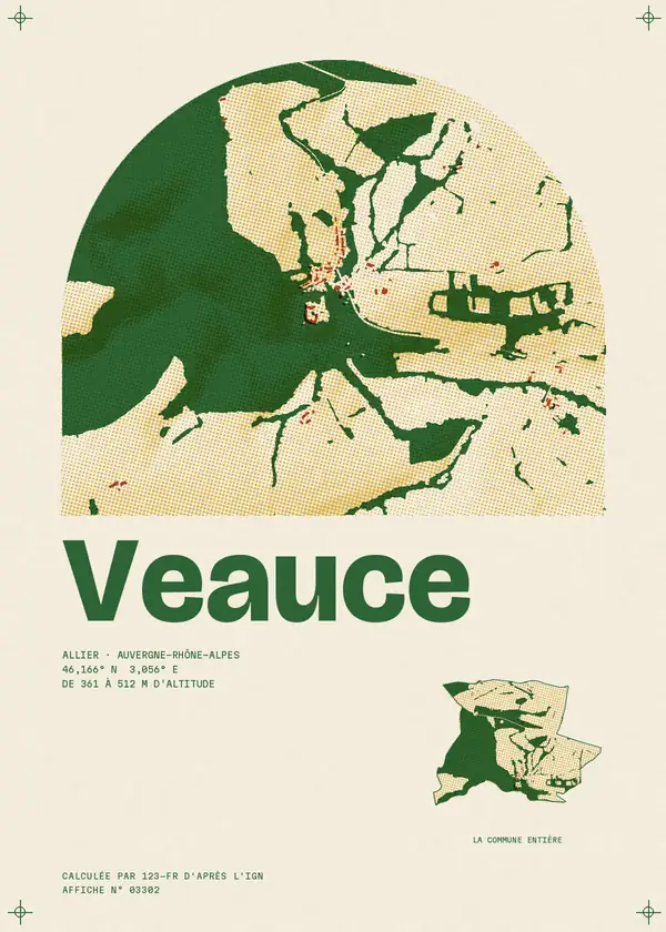 Affiche de Veauce, calculée par 123-fr d'après l'IGN