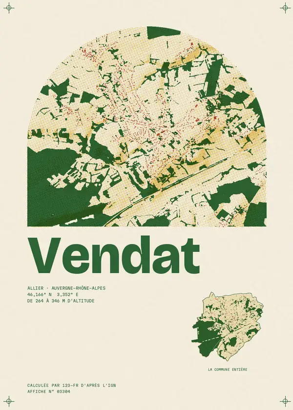 Affiche de Vendat, calculée par 123-fr d'après l'IGN