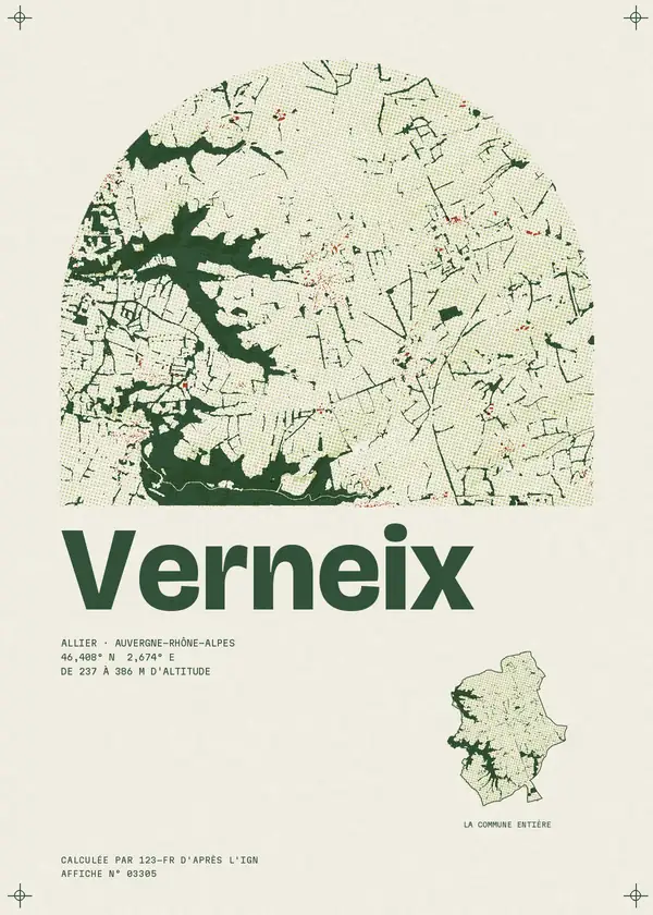 Affiche de Verneix, calculée par 123-fr d'après l'IGN