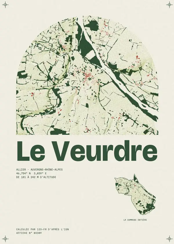 Affiche de Le Veurdre, calculée par 123-fr d'après l'IGN