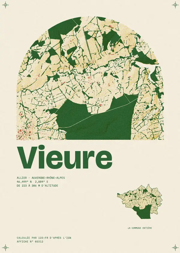 Affiche de Vieure, calculée par 123-fr d'après l'IGN