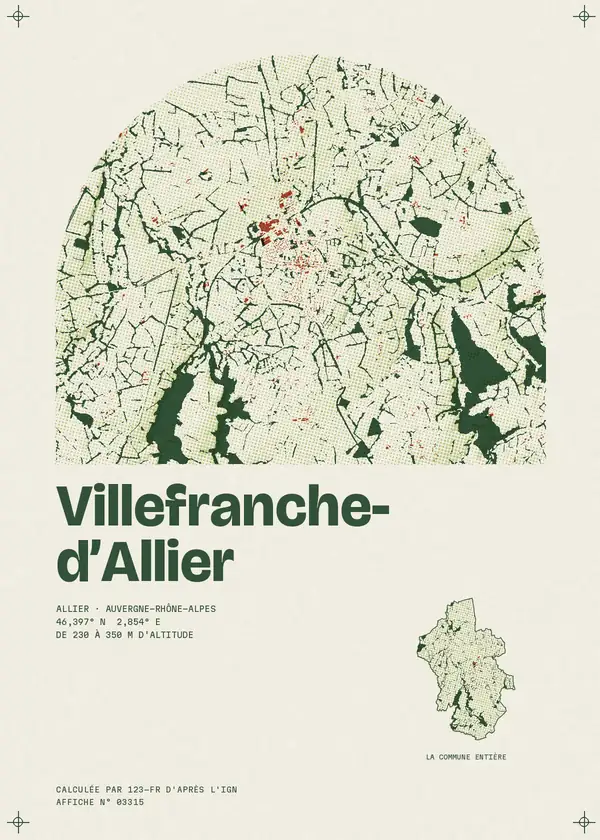 Affiche de Villefranche-d'Allier, calculée par 123-fr d'après l'IGN