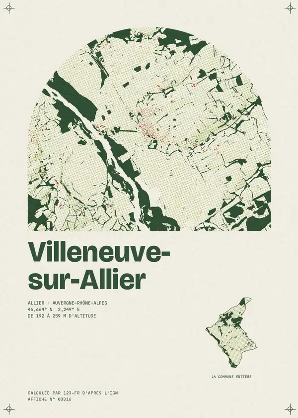 Affiche de Villeneuve-sur-Allier, calculée par 123-fr d'après l'IGN