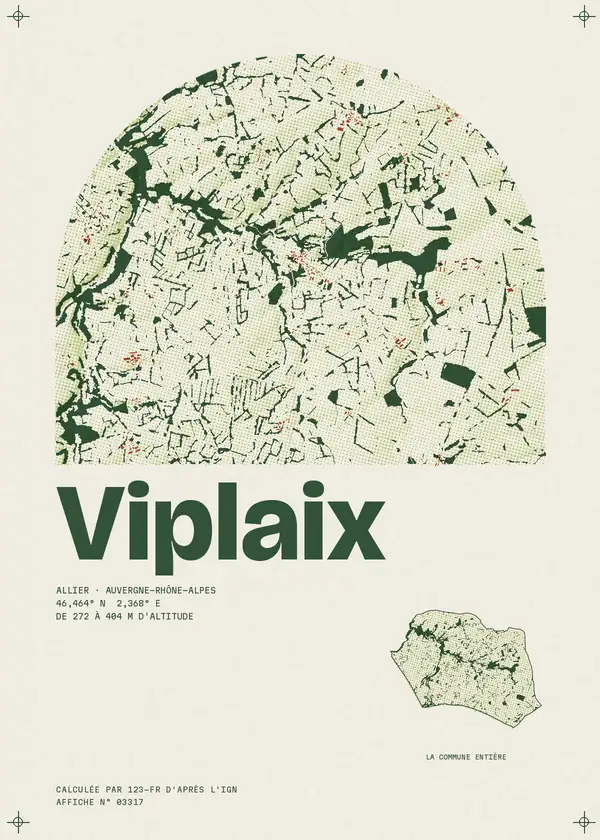 Affiche de Viplaix, calculée par 123-fr d'après l'IGN