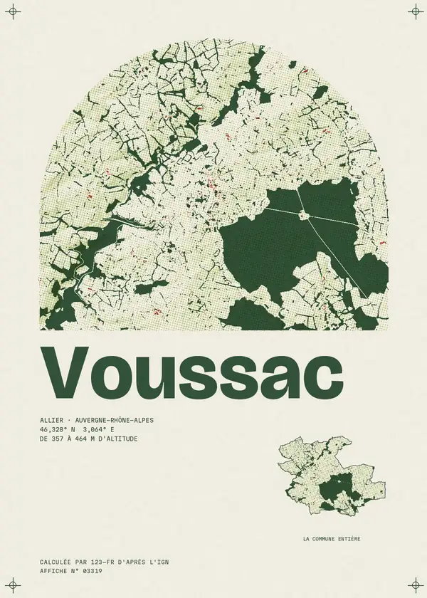 Affiche de Voussac, calculée par 123-fr d'après l'IGN