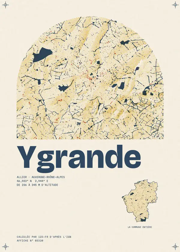 Affiche de Ygrande, calculée par 123-fr d'après l'IGN