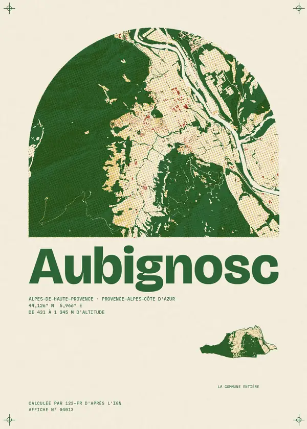 Affiche de Aubignosc, calculée par 123-fr d'après l'IGN