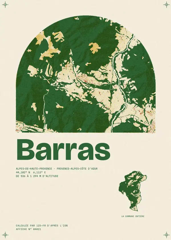 Affiche de Barras, calculée par 123-fr d'après l'IGN