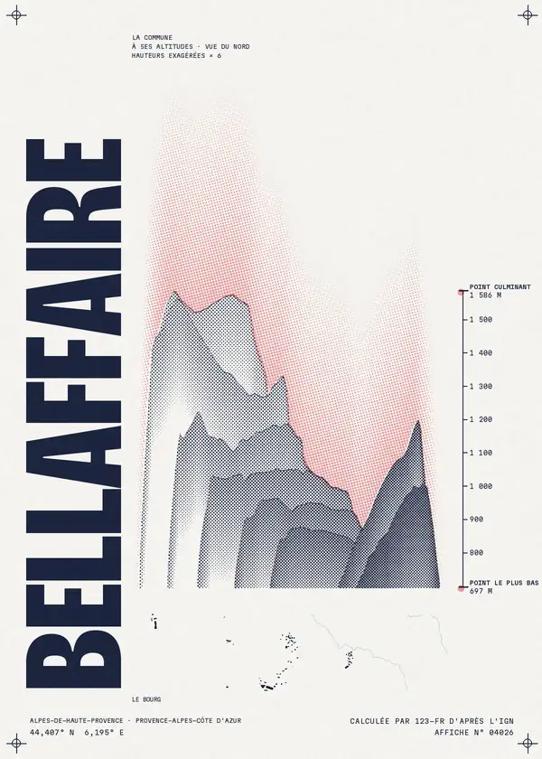 Affiche de Bellaffaire, calculée par 123-fr d'après l'IGN