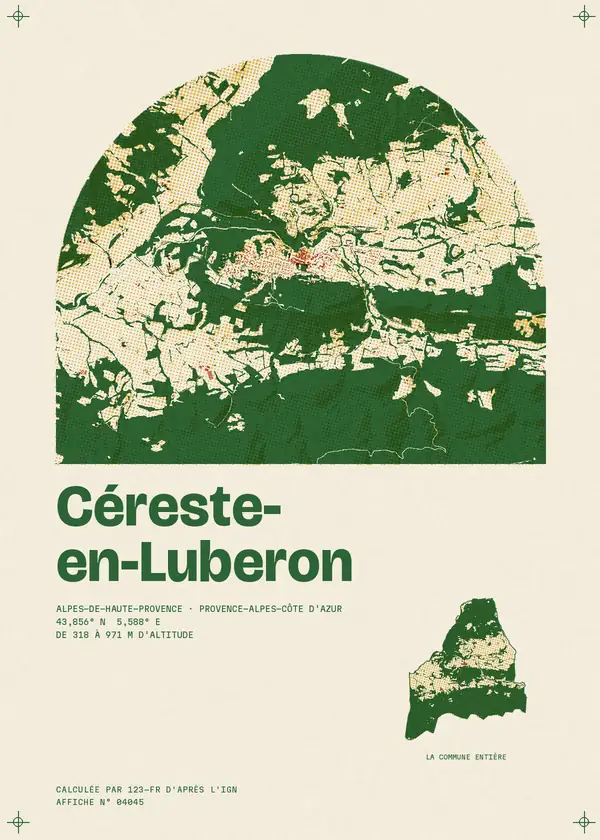 Affiche de Céreste-en-Luberon, calculée par 123-fr d'après l'IGN