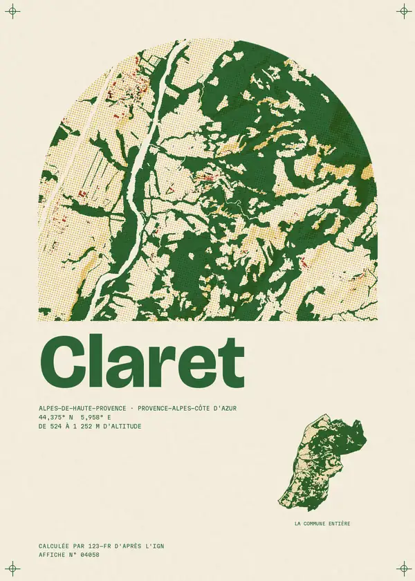 Affiche de Claret, calculée par 123-fr d'après l'IGN