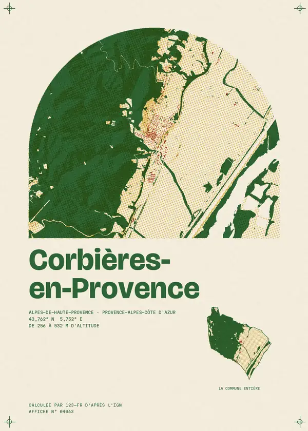 Affiche de Corbières-en-Provence, calculée par 123-fr d'après l'IGN