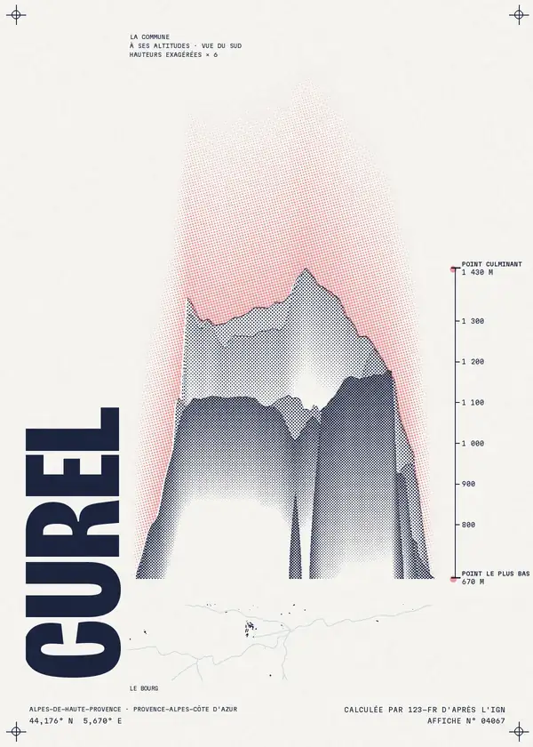 Affiche de Curel, calculée par 123-fr d'après l'IGN