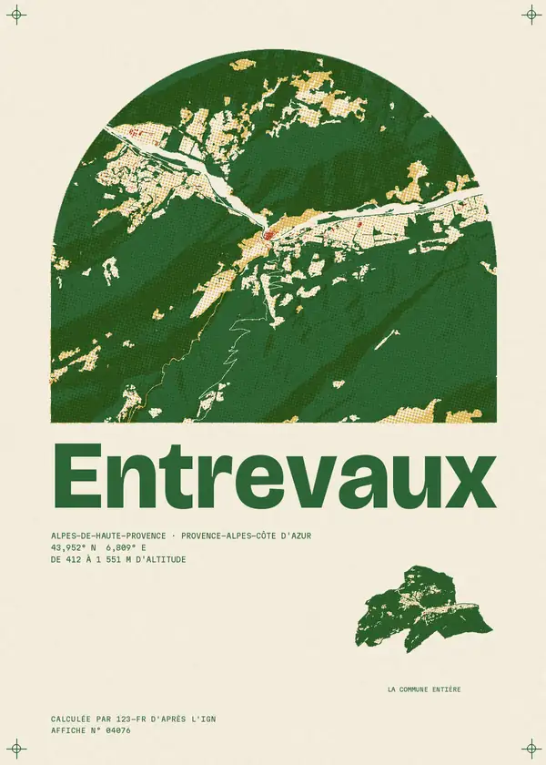 Affiche de Entrevaux, calculée par 123-fr d'après l'IGN