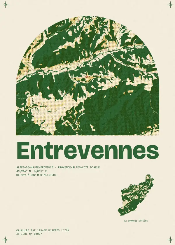 Affiche de Entrevennes, calculée par 123-fr d'après l'IGN
