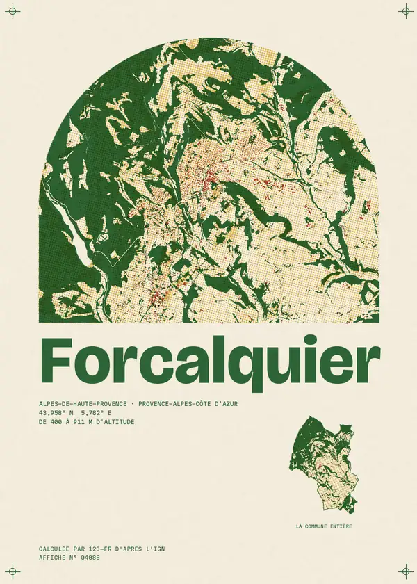 Affiche de Forcalquier, calculée par 123-fr d'après l'IGN