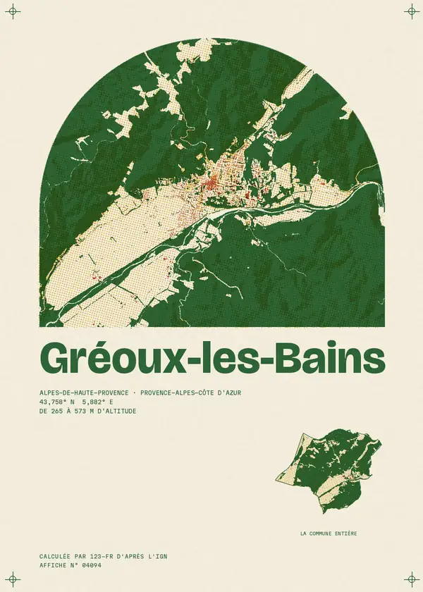 Affiche de Gréoux-les-Bains, calculée par 123-fr d'après l'IGN