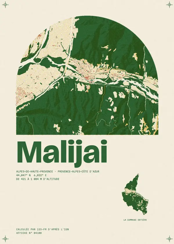 Affiche de Malijai, calculée par 123-fr d'après l'IGN
